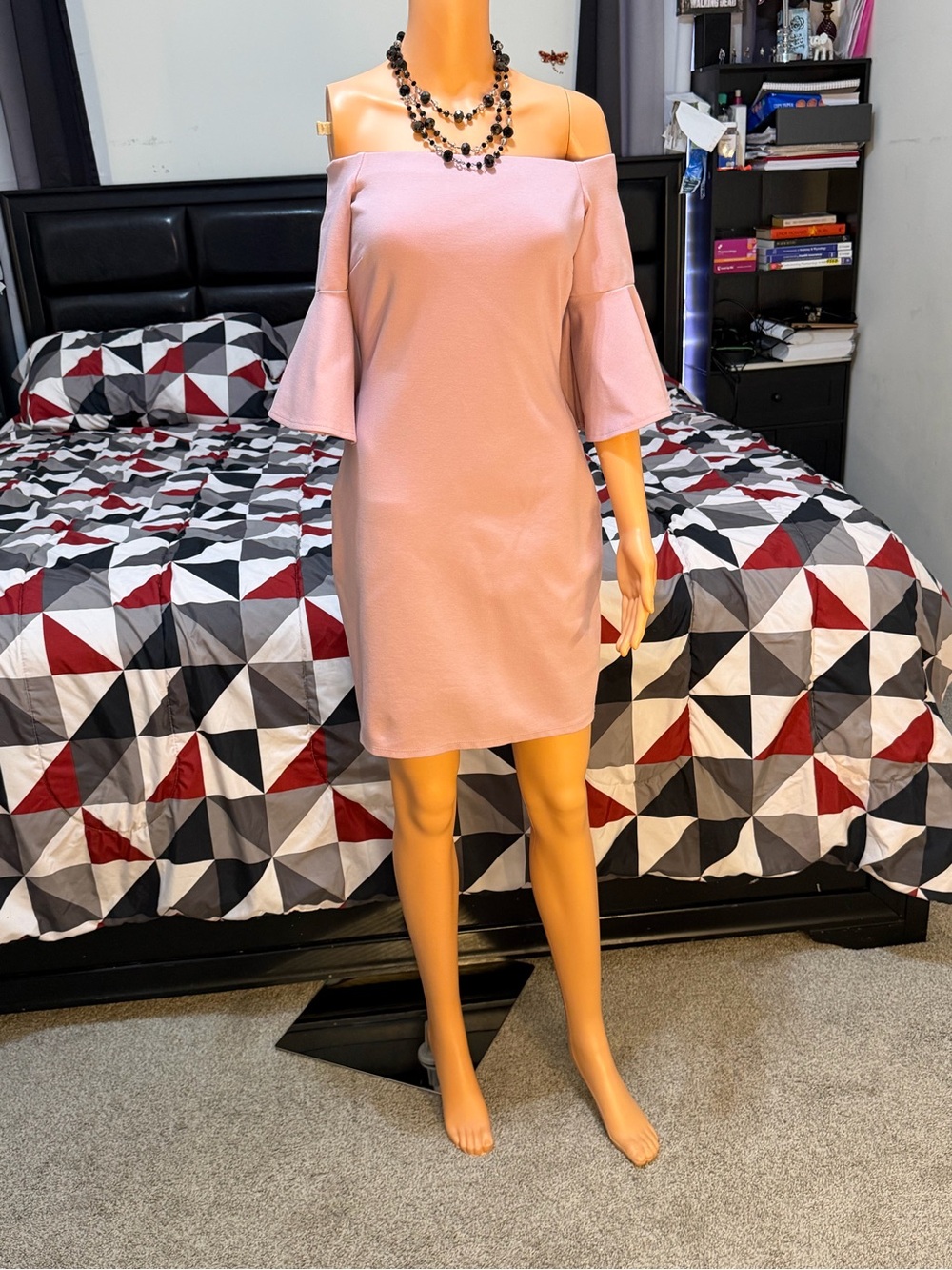 Gianni Bini Pink Off-The-Shoulder Bell Sleeve Bodycon Mini Dress - Size S